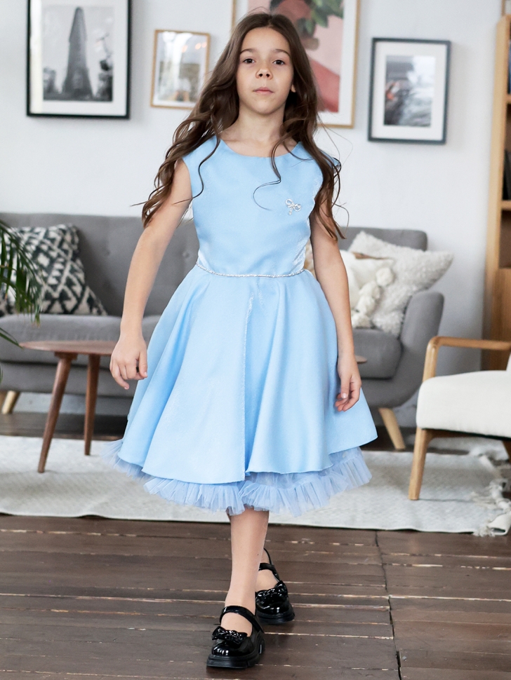 Платье для девочки БУШОН ST35, праздничное цвет голубой 