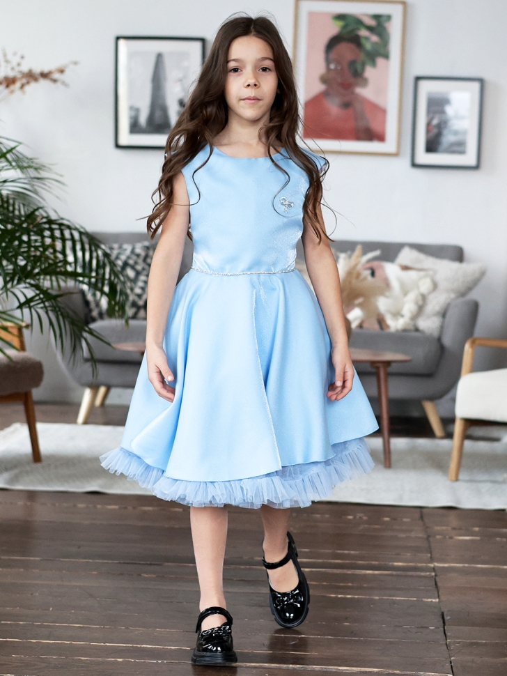 Платье для девочки БУШОН ST35, праздничное цвет голубой 