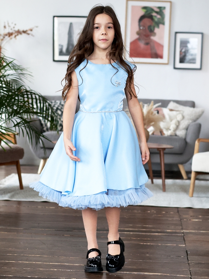 Платье для девочки БУШОН ST35, праздничное цвет голубой 