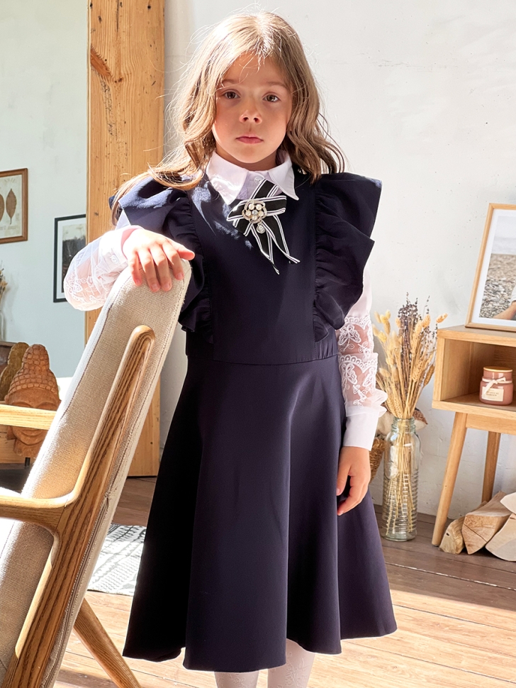 Сарафан для девочки школьное БУШОН SK17, цвет темно-синий 