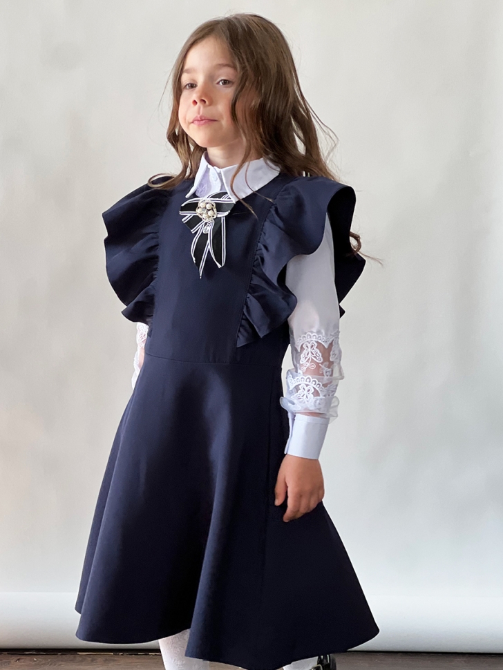 Сарафан для девочки школьное БУШОН SK17, цвет темно-синий 