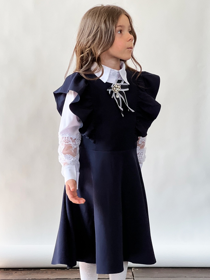 Сарафан для девочки школьное БУШОН SK17, цвет темно-синий 