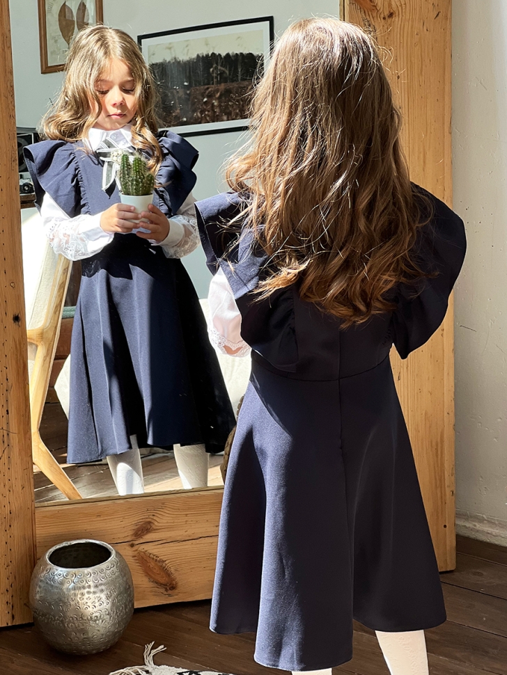 Сарафан для девочки школьное БУШОН SK17, цвет темно-синий 