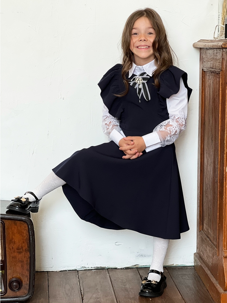 Сарафан для девочки школьное БУШОН SK17, цвет темно-синий 