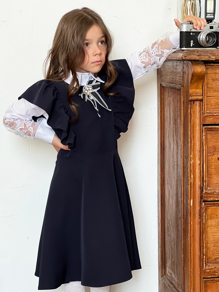 Сарафан для девочки школьное БУШОН SK17, цвет темно-синий 