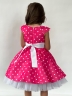 Платье для девочки нарядное БУШОН ST10, стиляги цвет ярко-розовый, белый пояс, принт горошек 