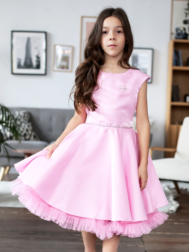 Платье для девочки БУШОН ST35, праздничное цвет розовый 