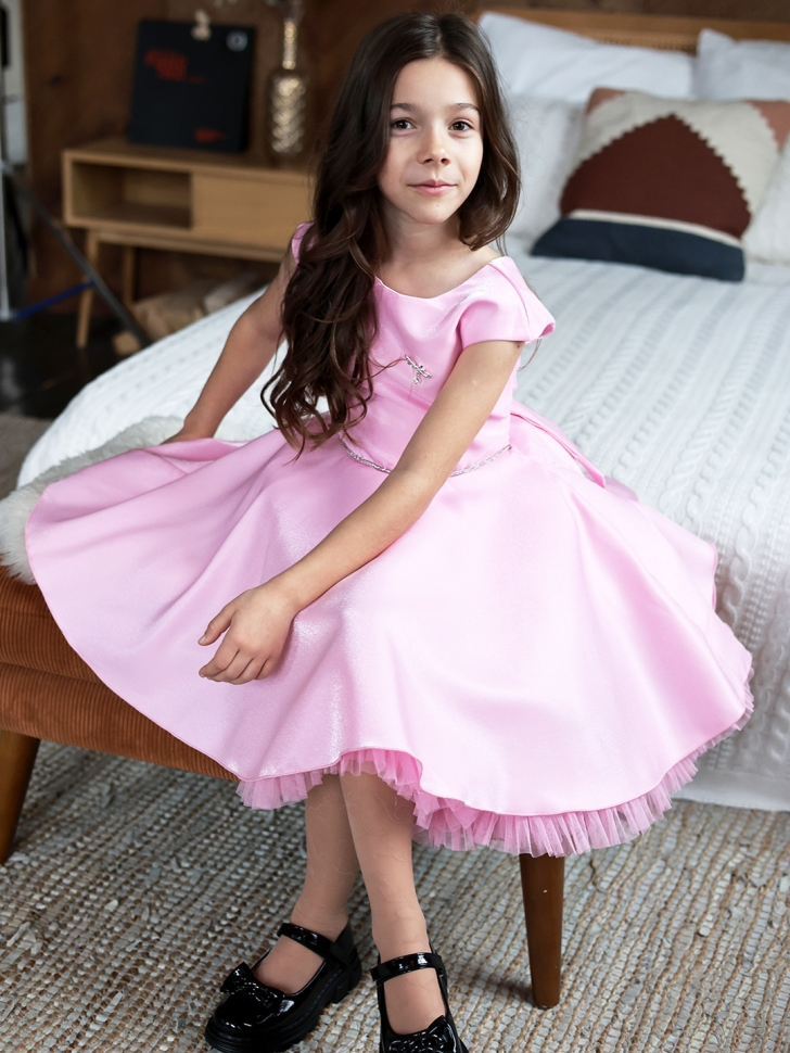 Платье для девочки БУШОН ST35, праздничное цвет розовый 