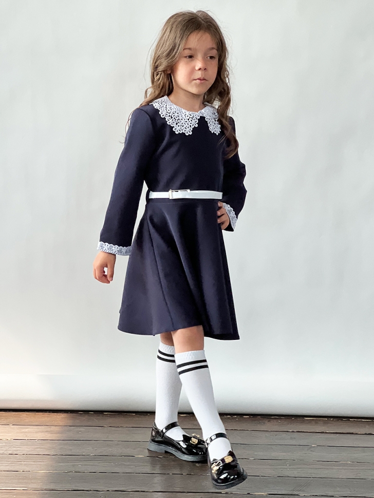 Платье для девочки школьное БУШОН SK18, цвет темно-синий 