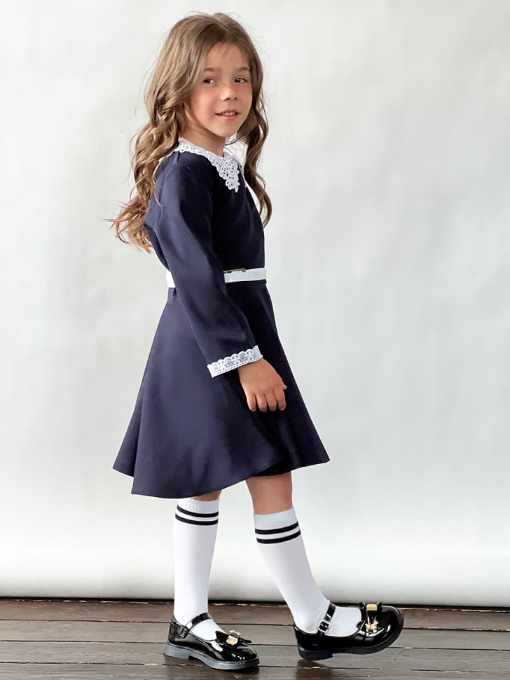 Платье для девочки школьное БУШОН SK18, цвет темно-синий 