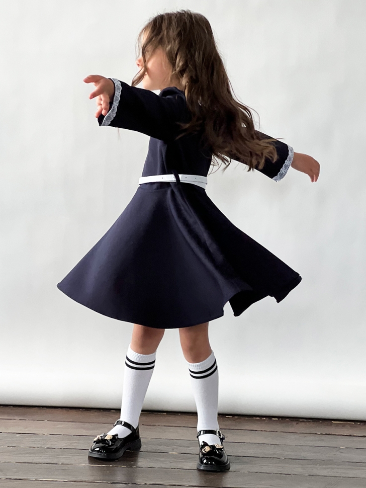 Платье для девочки школьное БУШОН SK18, цвет темно-синий 