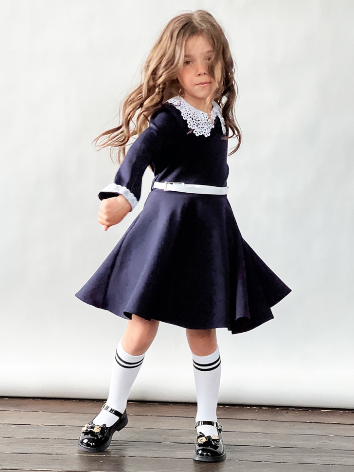 Платье для девочки школьное БУШОН SK18, цвет темно-синий 