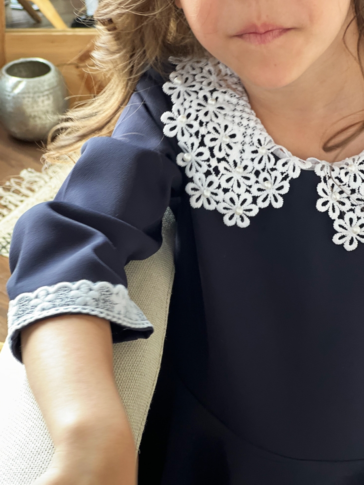 Платье для девочки школьное БУШОН SK18, цвет темно-синий 