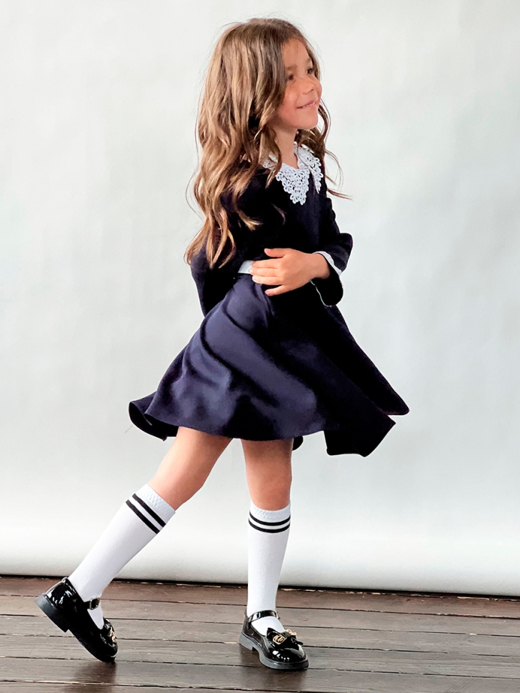 Платье для девочки школьное БУШОН SK18, цвет темно-синий 