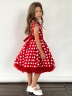 Платье для девочки нарядное БУШОН ST10, стиляги цвет красный, красный пояс, принт горошек 