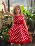 Платье для девочки нарядное БУШОН ST10, стиляги цвет красный, красный пояс, принт горошек 